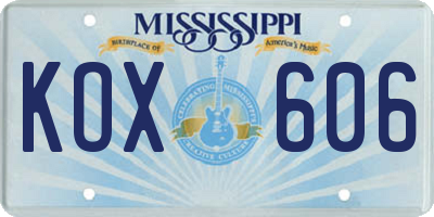 MS license plate KOX606
