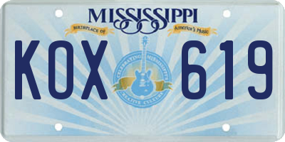 MS license plate KOX619