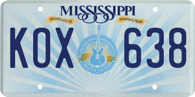 MS license plate KOX638