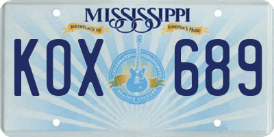 MS license plate KOX689