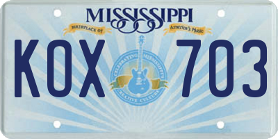 MS license plate KOX703