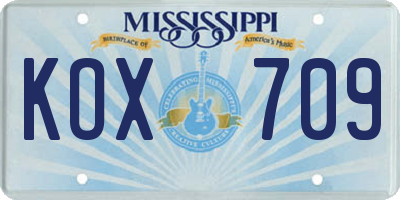 MS license plate KOX709