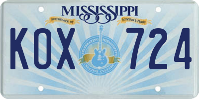 MS license plate KOX724