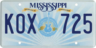 MS license plate KOX725