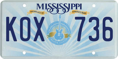 MS license plate KOX736