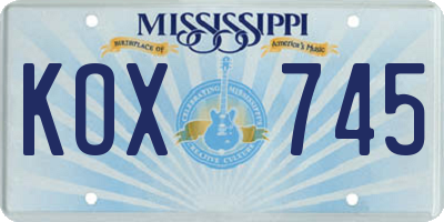 MS license plate KOX745