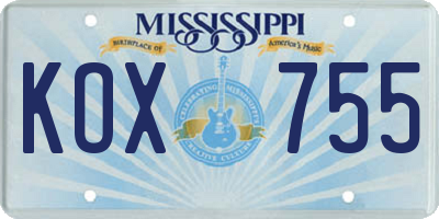 MS license plate KOX755