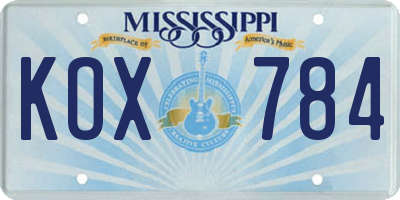 MS license plate KOX784