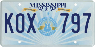 MS license plate KOX797