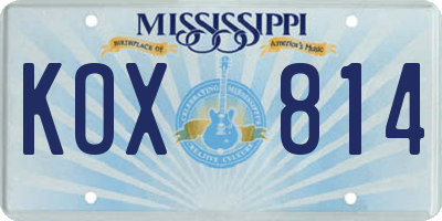 MS license plate KOX814