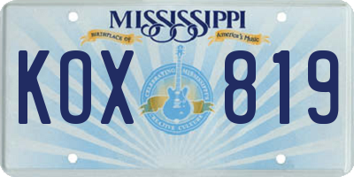 MS license plate KOX819
