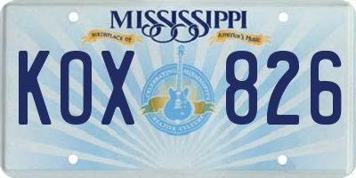 MS license plate KOX826