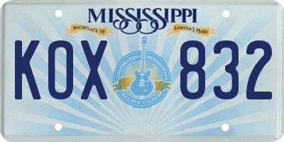 MS license plate KOX832
