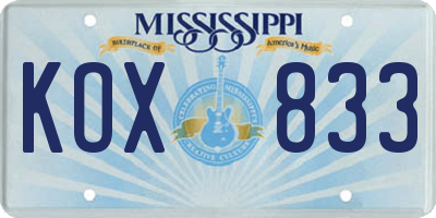 MS license plate KOX833