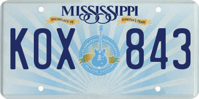 MS license plate KOX843