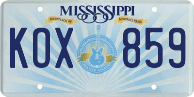 MS license plate KOX859