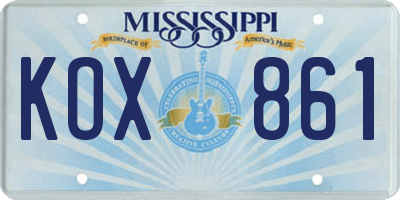 MS license plate KOX861