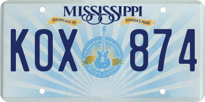 MS license plate KOX874