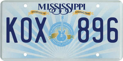 MS license plate KOX896