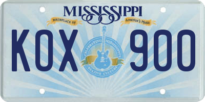MS license plate KOX900