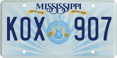 MS license plate KOX907