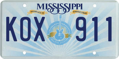 MS license plate KOX911