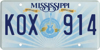 MS license plate KOX914