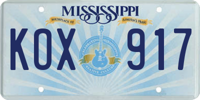 MS license plate KOX917