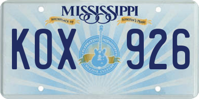 MS license plate KOX926