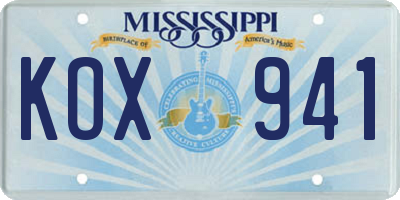 MS license plate KOX941