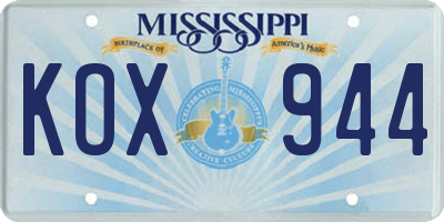 MS license plate KOX944
