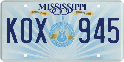 MS license plate KOX945