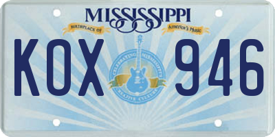 MS license plate KOX946