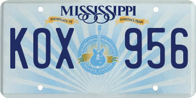 MS license plate KOX956