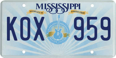 MS license plate KOX959