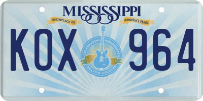 MS license plate KOX964