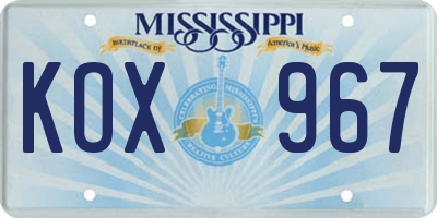 MS license plate KOX967