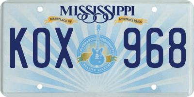 MS license plate KOX968