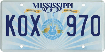 MS license plate KOX970