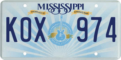 MS license plate KOX974