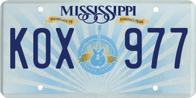 MS license plate KOX977
