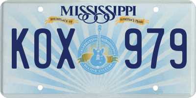 MS license plate KOX979