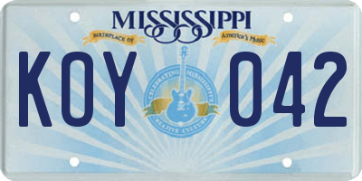 MS license plate KOY042