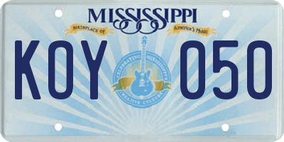 MS license plate KOY050