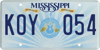 MS license plate KOY054