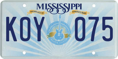 MS license plate KOY075