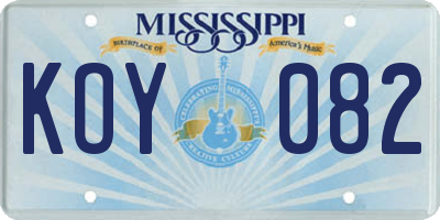 MS license plate KOY082