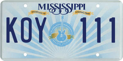MS license plate KOY111