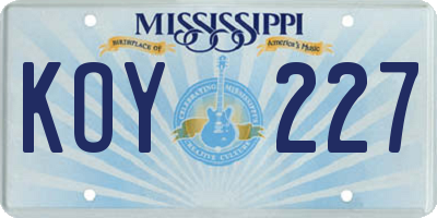 MS license plate KOY227