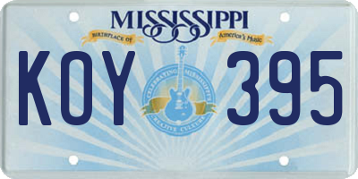 MS license plate KOY395
